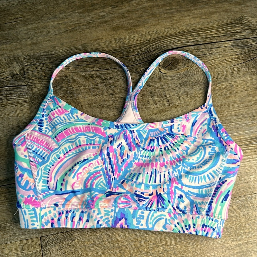 Lilly Pulitzer Luxletic Deena Sports Bra Size XS Happy As A Clam Print Racerback
